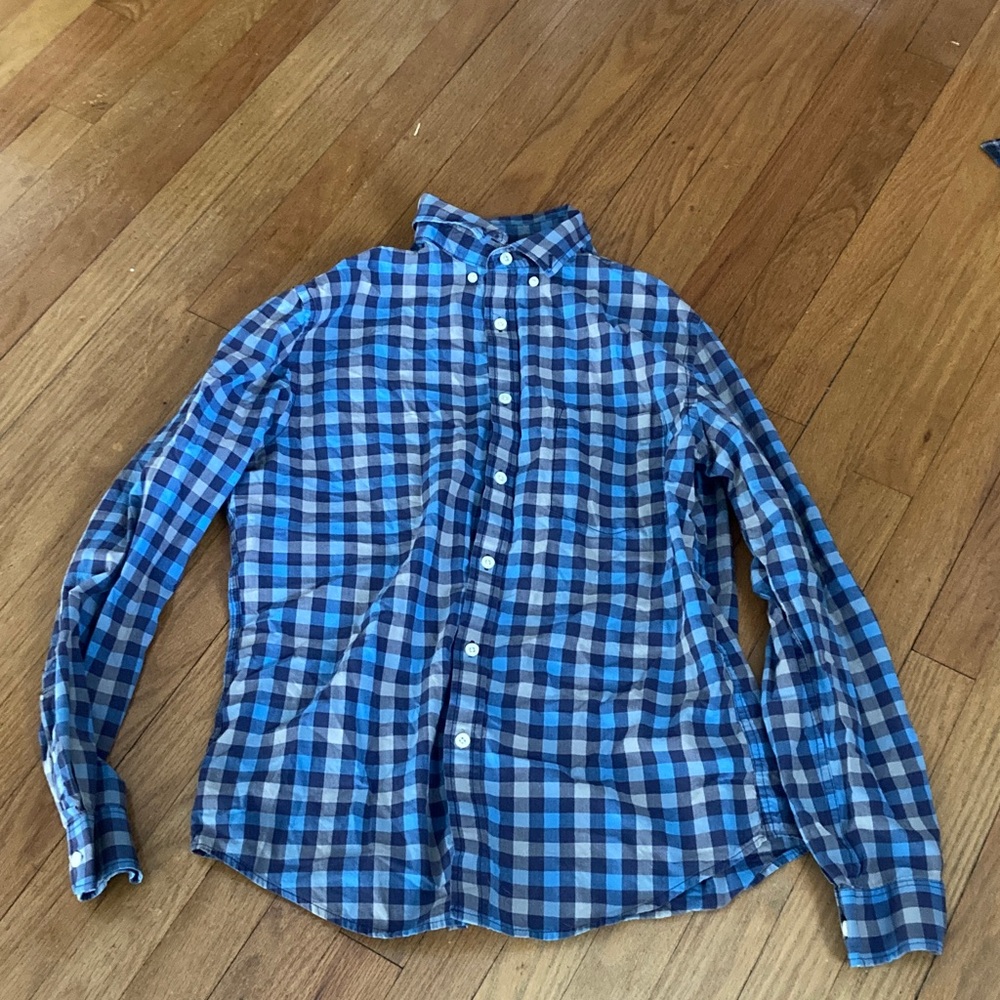 Goodfellow & Co Blue and Black Plaid Men's Shirt